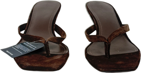 Whistles Brown Chocolate Suede Toe Post Heeled Mule UK 8 EU 41