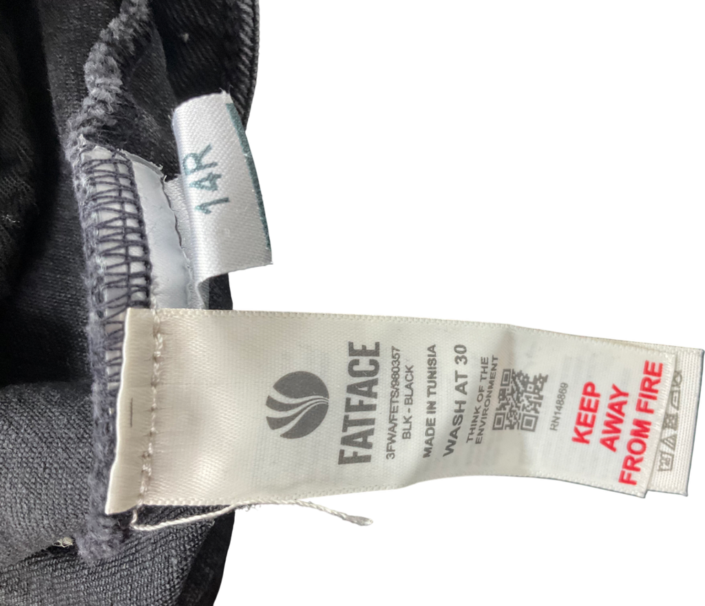 fat face Keswick Charcoal Grey Wide Leg Crop Jeans UK 14