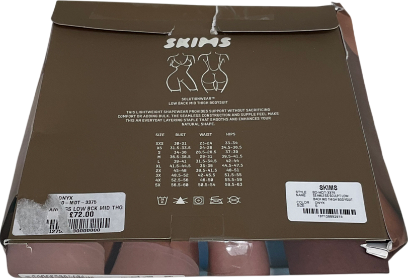 SKIMS Black Seamless Sculpt Low Back Mid Thigh - Onyx UK S