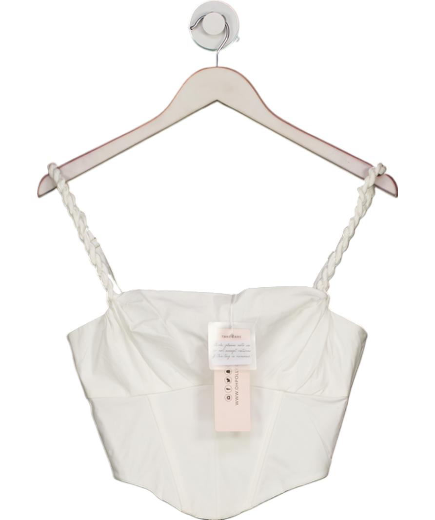 Oh Polly White Poplin Corset Style Bralette UK 10