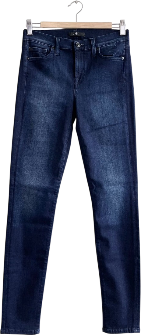 7 For All Mankind Dark Blue Slim Illusion Luxe Skinny Jeans W27