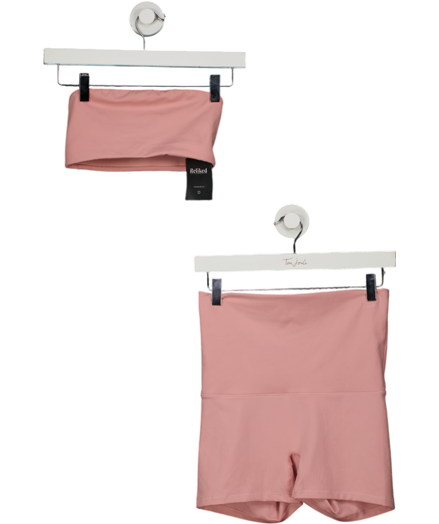 H&M Move 2-piece Dusty Pink Actvewear Bandeau Top  (uk Xs) And Cycle Shorts Set UK S