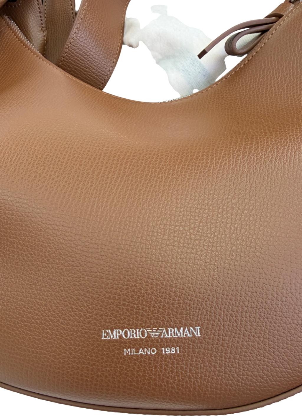 EMPORIO ARMANI 24/7 Mini Handbag In Tan Brown Grained Cow Leather Lion One Size
