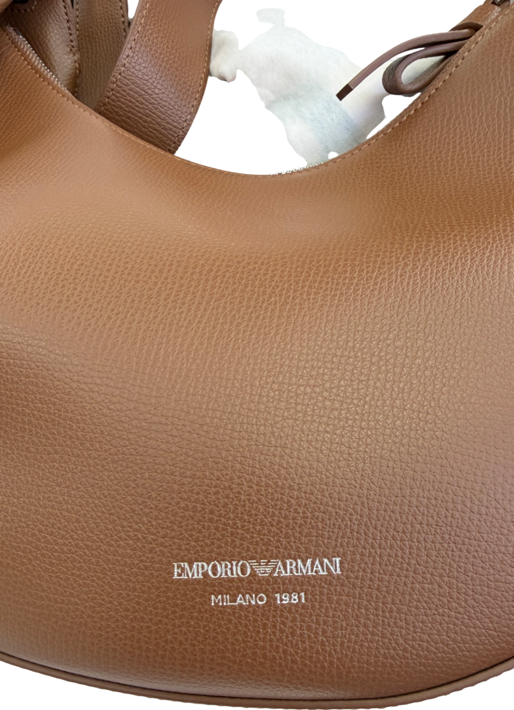EMPORIO ARMANI 24/7 Mini Handbag In Tan Brown Grained Cow Leather Lion One Size