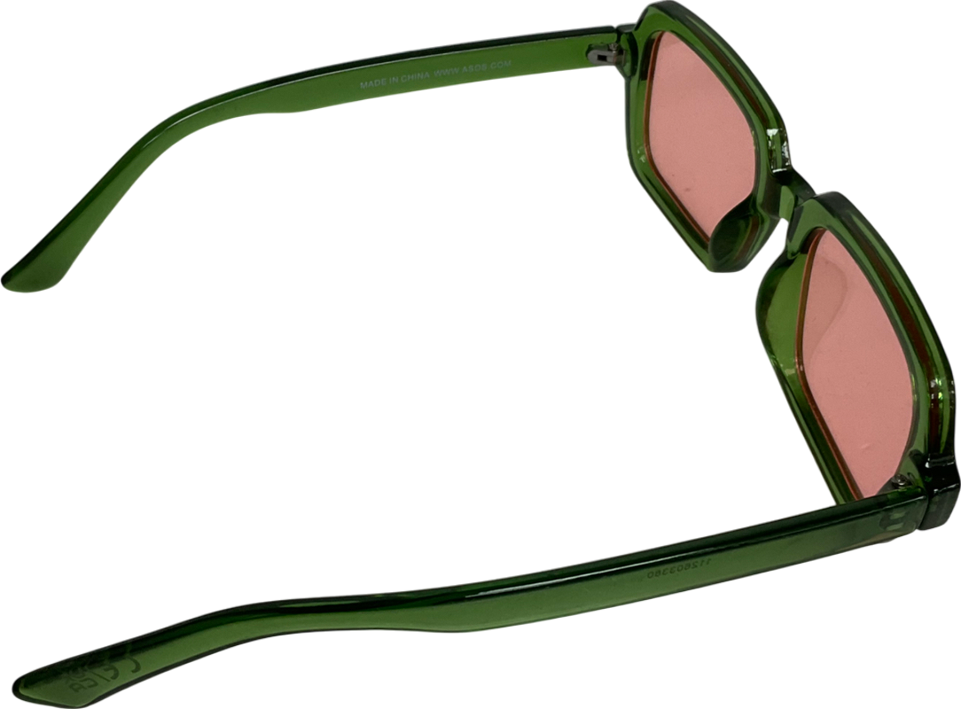 Square Sunglasses In Green With Pink Lens One Size