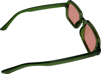 Square Sunglasses In Green With Pink Lens One Size