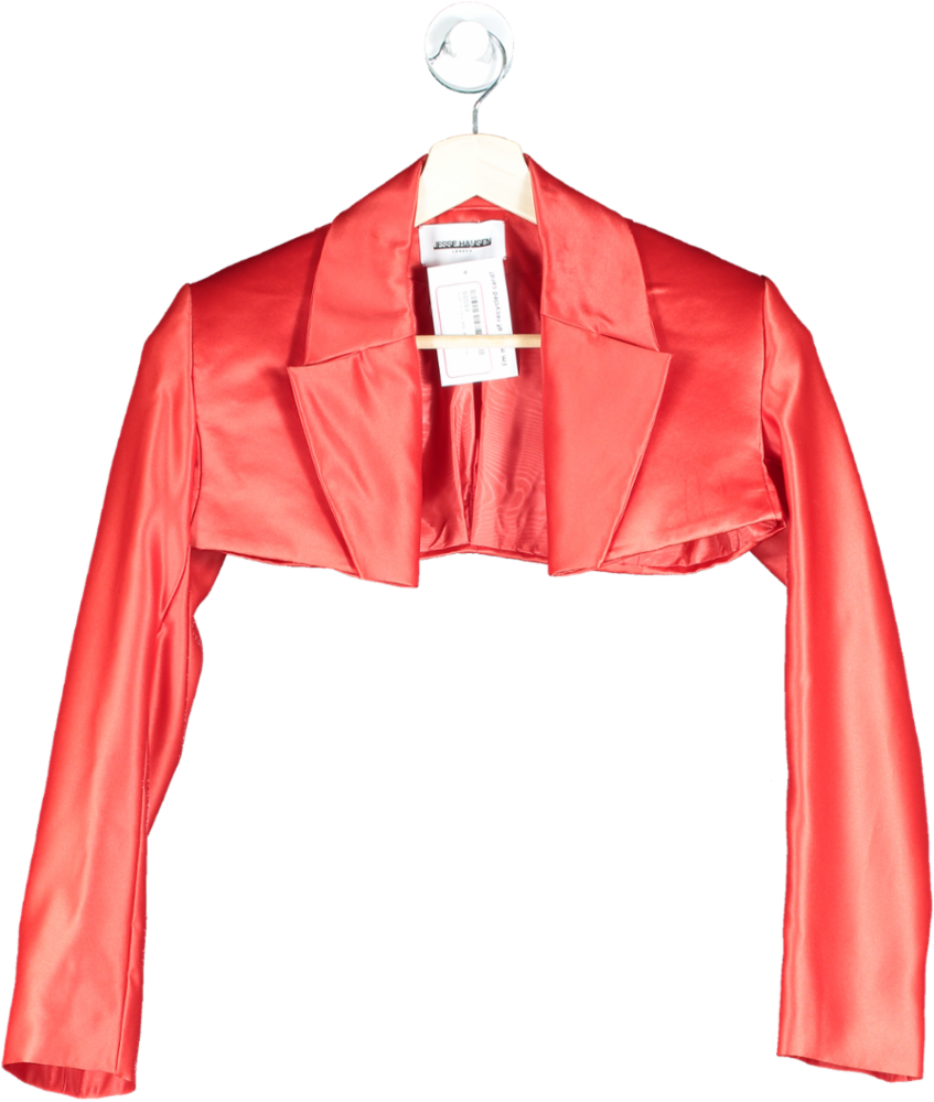 Jesse Hansen Red Cropped Satin Bolero Jacket UK XS