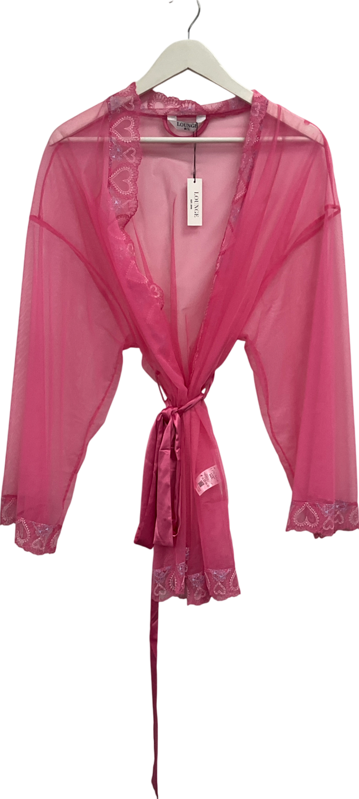 Lounge Underwear Pink Mariana Embroidered Sheer Woven Robe UK M/L