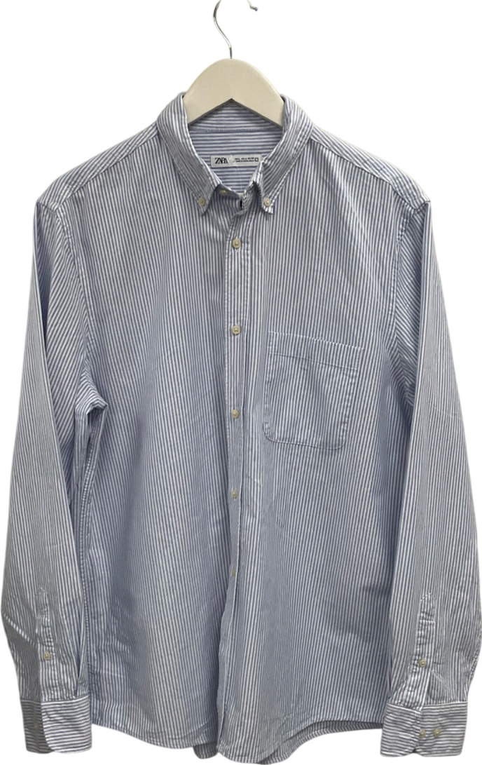 ZARA Blue Striped Shirt UK L