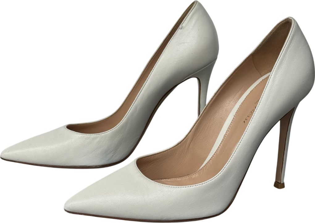 Gianvito Rossi White Gianvito 105 Iconic Stiletto Heel Shoes UK 7 EU 40 👠