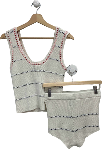 ASOS White & Red Knit Tank Top and Shorts Set UK S