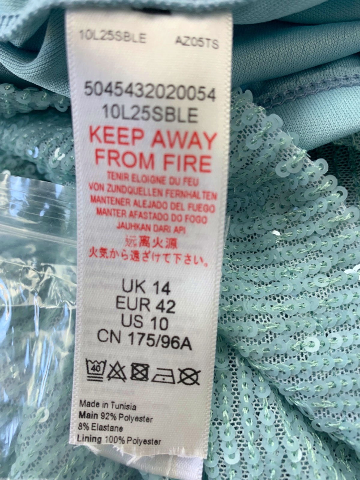 Blue Sequin Halter Neck Dress UK 14