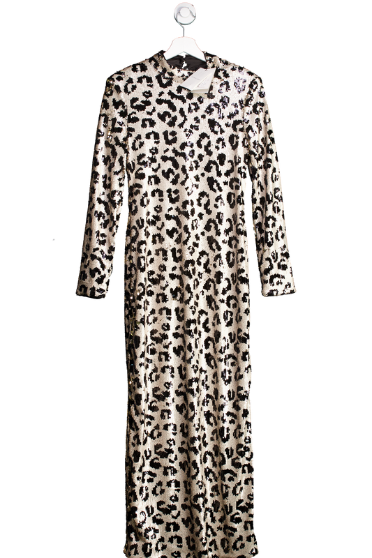 ByMalina Multicoloured Madelyn Open Back Sequin Maxi Dress UK 10