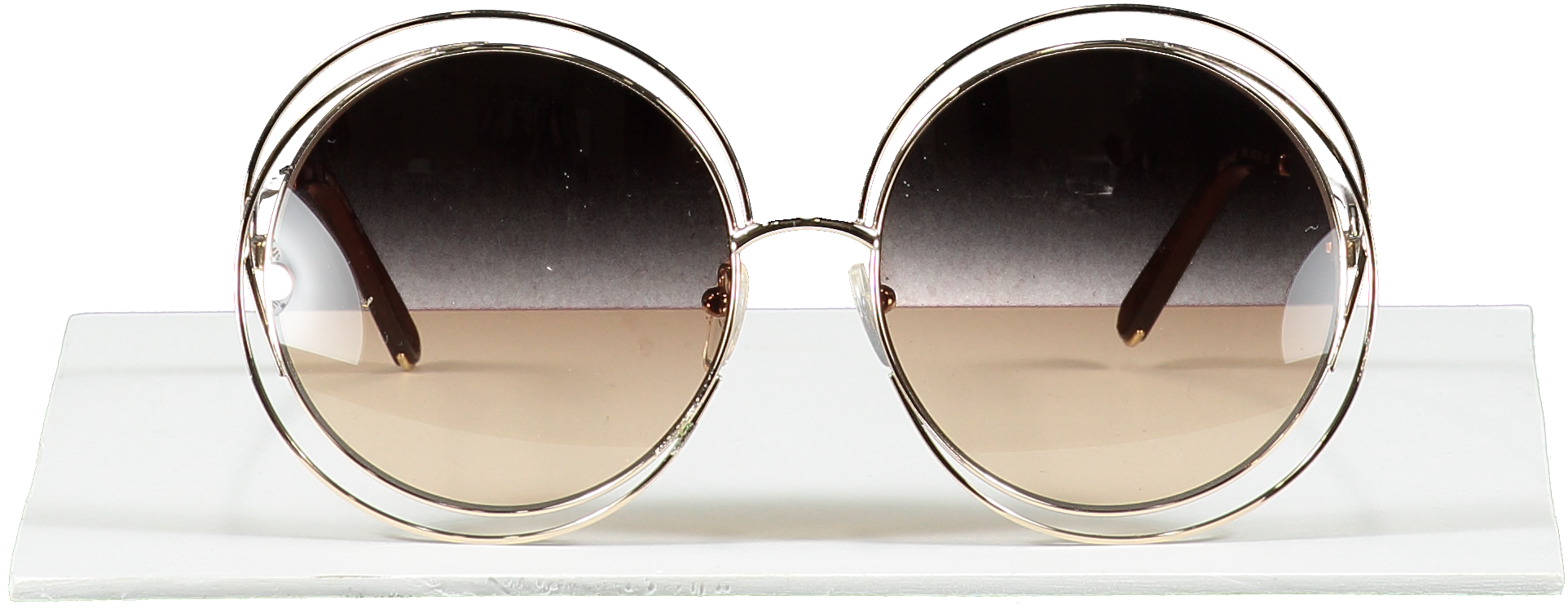 Chloé Metallic Gold Carlina Oversized Round Sunglasses