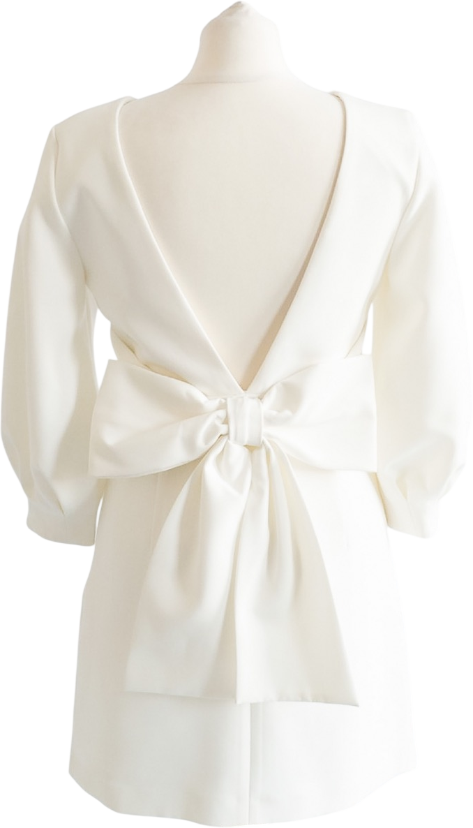 FOREVER NEW Bow Back Mini Dress In Ivory White UK 8