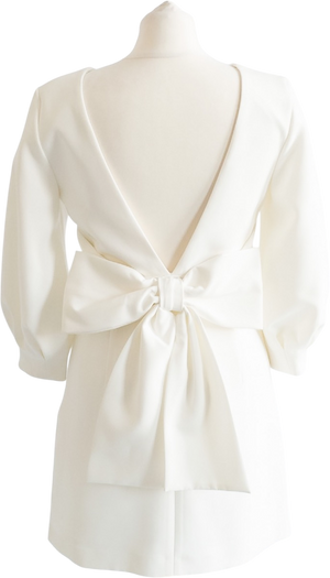FOREVER NEW Bow Back Mini Dress In Ivory White UK 8