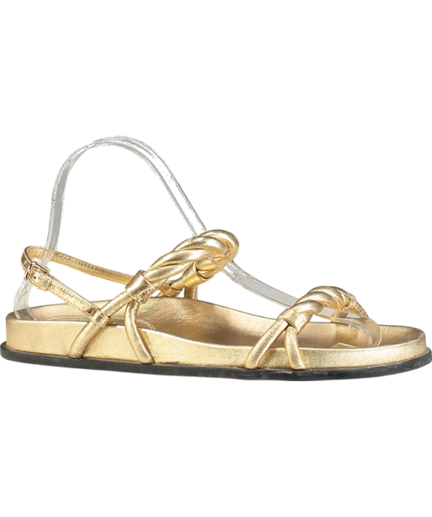 Jimmy Choo Diosa Gold leather Flat Sandals In Gold UK 4 EU 37 👠