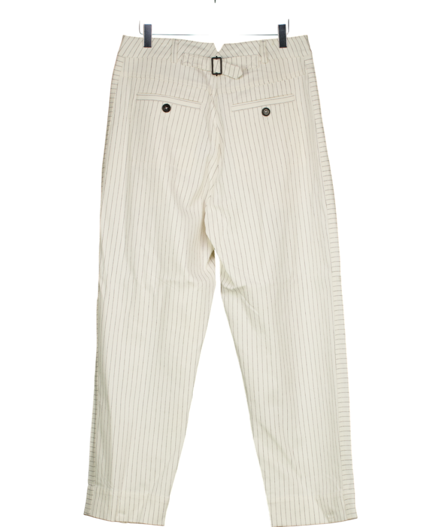 ME+EM Cream Pinstripe Barrel Trousers UK 12