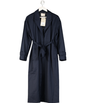 Stel Blue Belted Longline Relaxed Coat UK 8