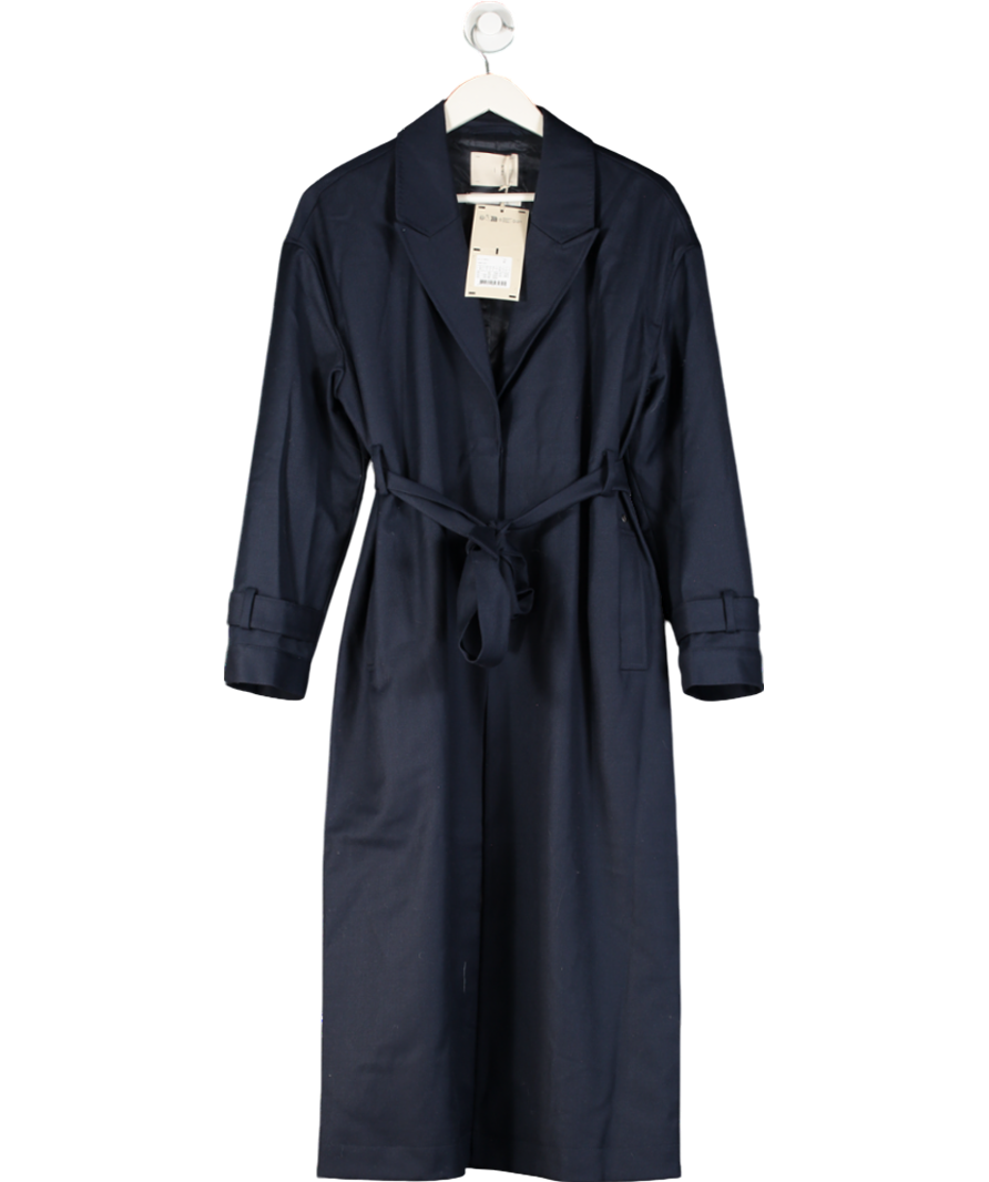 Stel Blue Belted Longline Relaxed Coat UK 8