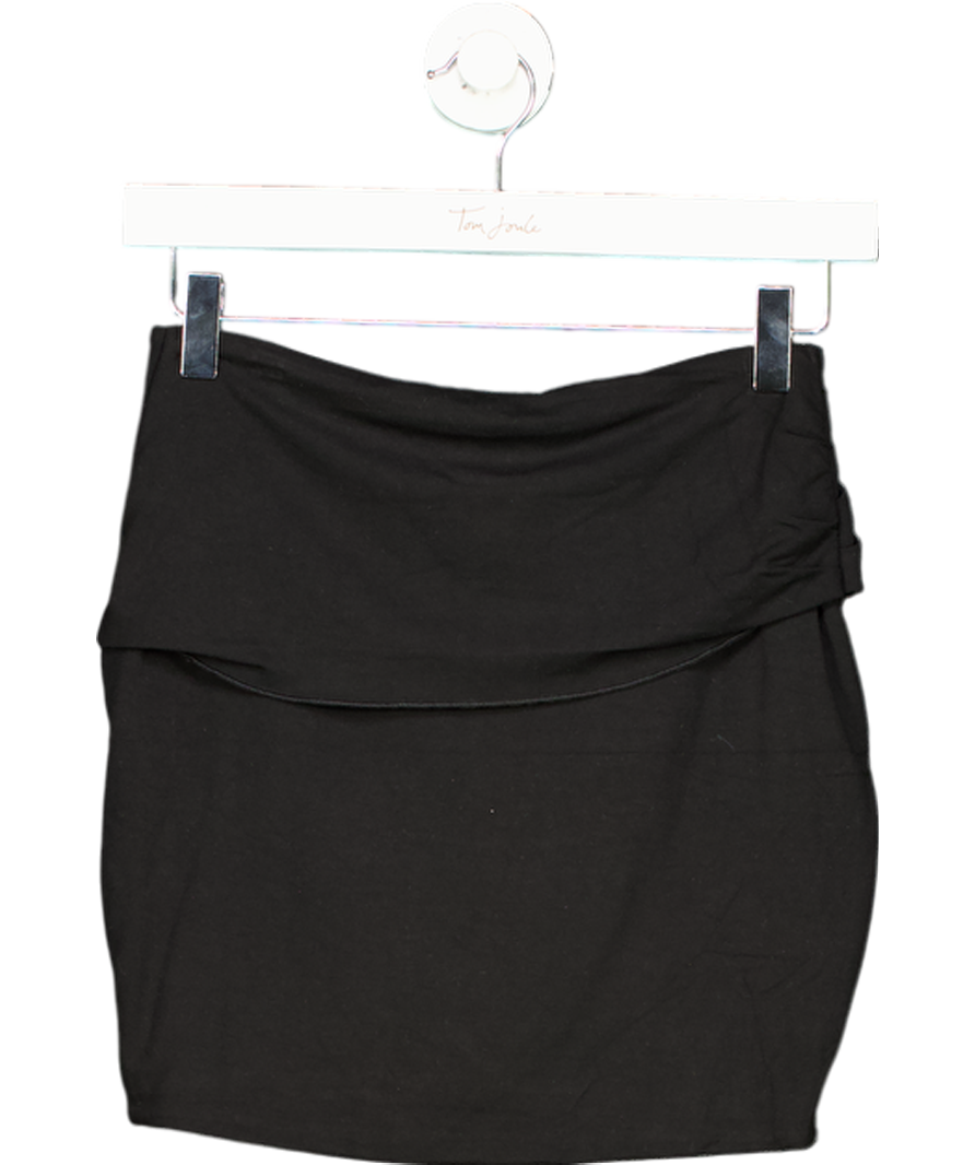 Oh Polly Modal Twist-front Mid-rise Mini Skirt In Black UK M