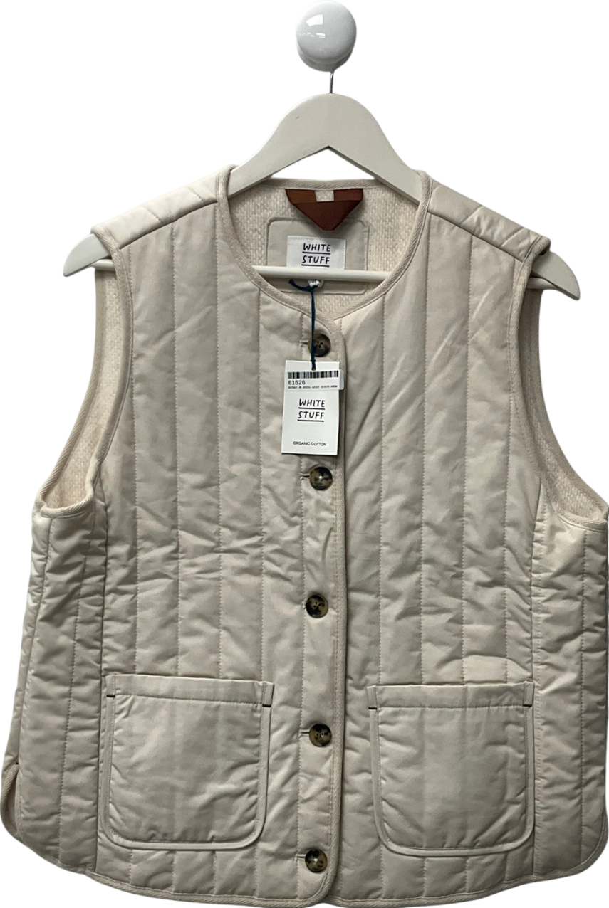 White Stuff White Emma Quilted Organic Cotton Gilet UK 14