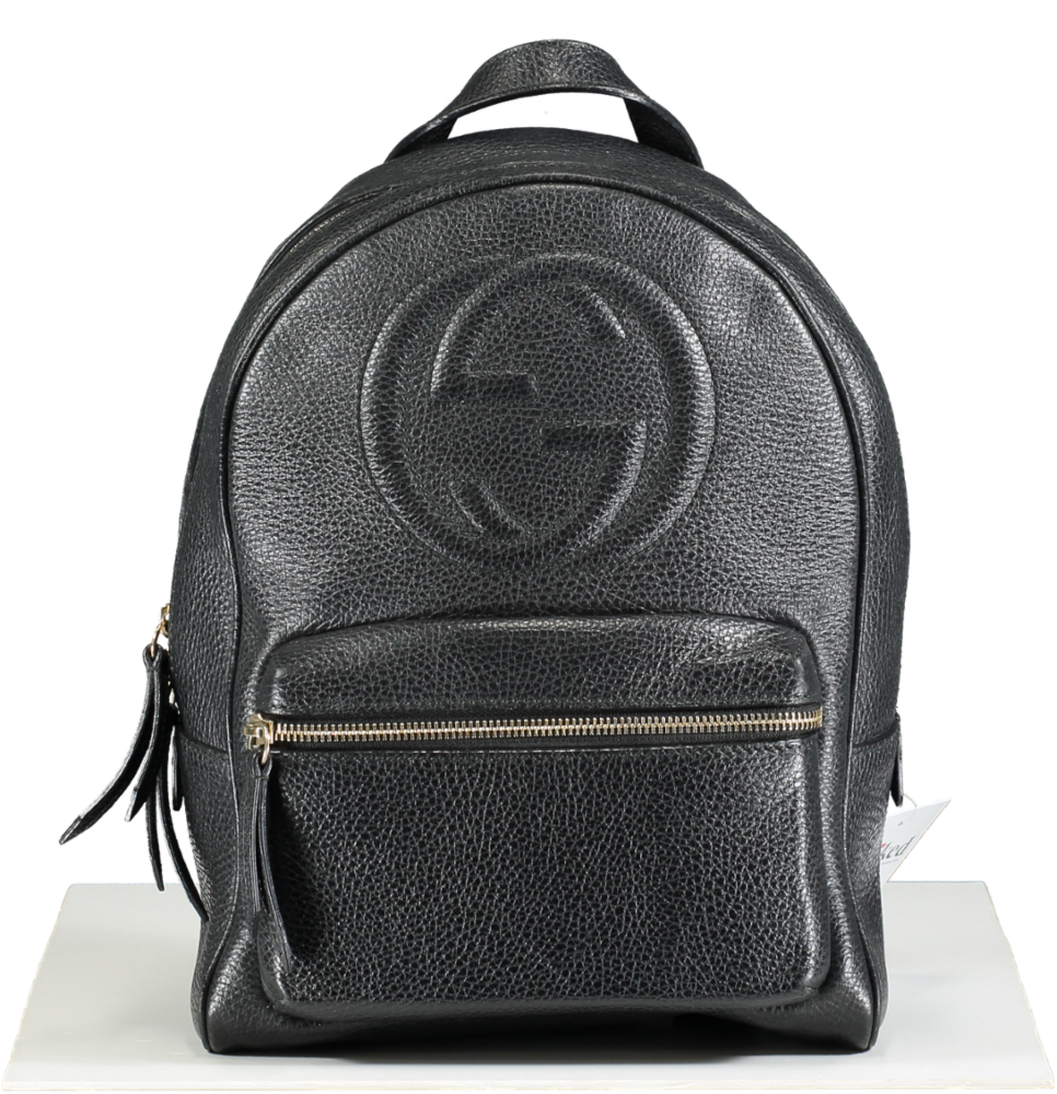 GUCCI Black Soho Chain Leather Backpack One Size