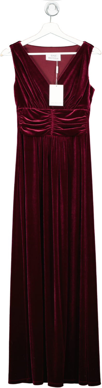 gina bacconi Red Wine Patricia Sleeveless Velvet Maxi Dress BNWT UK 8