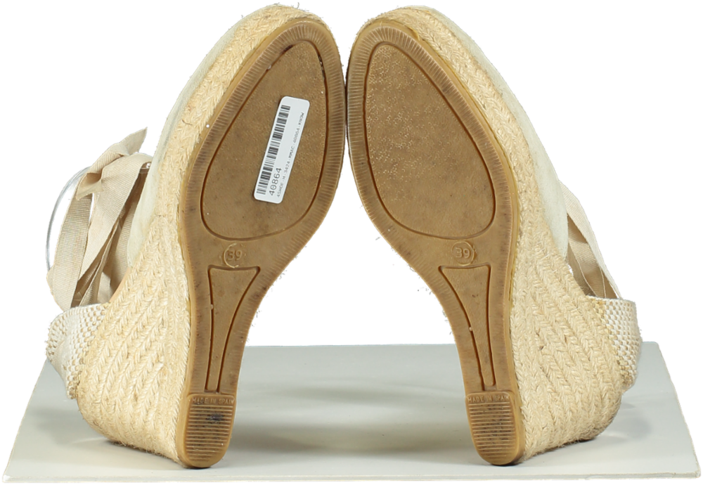 Manebi Beige Suede Espadrille Wedges UK 6 EU 39