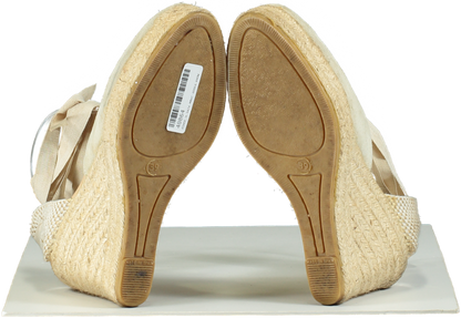 Manebi Beige Suede Espadrille Wedges UK 6 EU 39