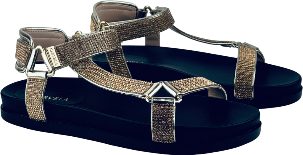 CARVELA Metallic Gold Block Flat Open Toe Sandals UK 5 EU 38 👠
