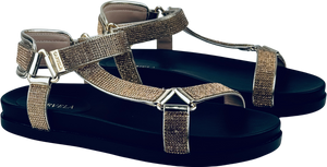 CARVELA Metallic Gold Block Flat Open Toe Sandals UK 5 EU 38