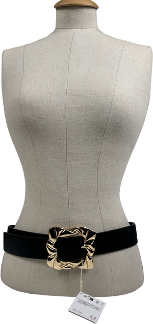 ZARA Black Wide Chunky Belt  UK S