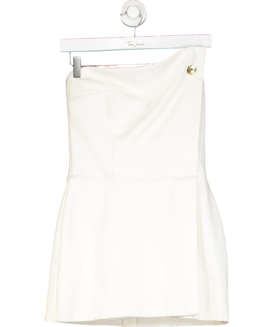 Ku Spendlove White Wrap Button Mini Dress UK S