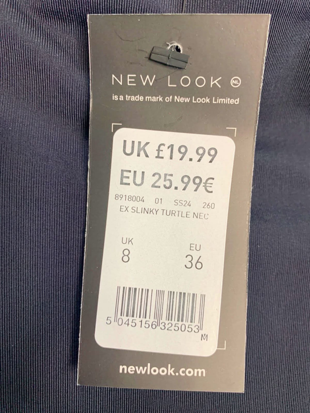 New Look Navy Blue Slinky Turtle Neck Dress UK 8