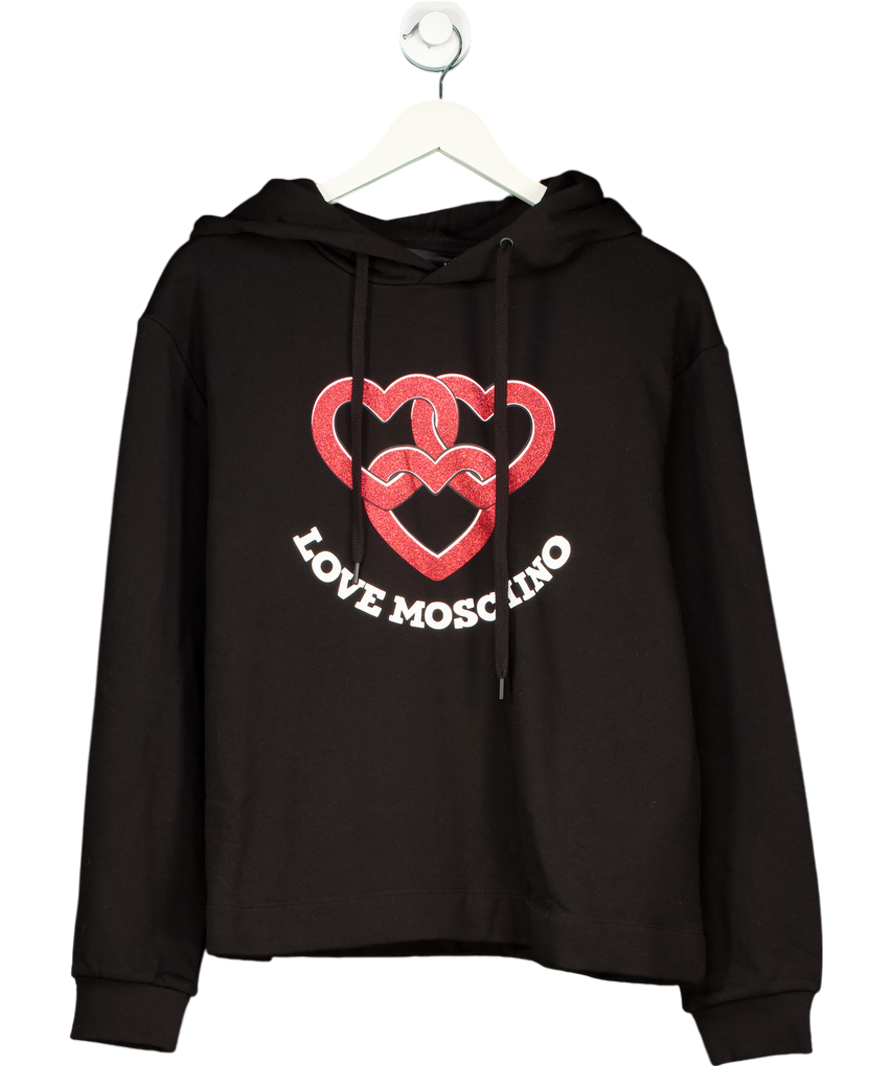 Love Moschino Black Hooded Sweatshirt 100% Cotton UK 12