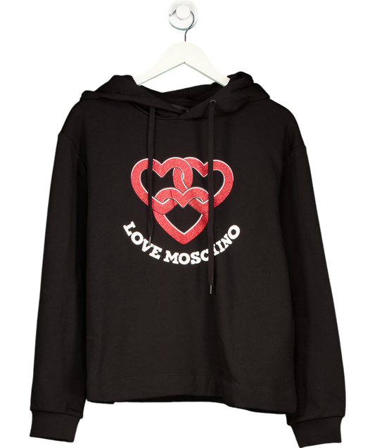 Love Moschino Black Hooded Sweatshirt 100% Cotton UK 12