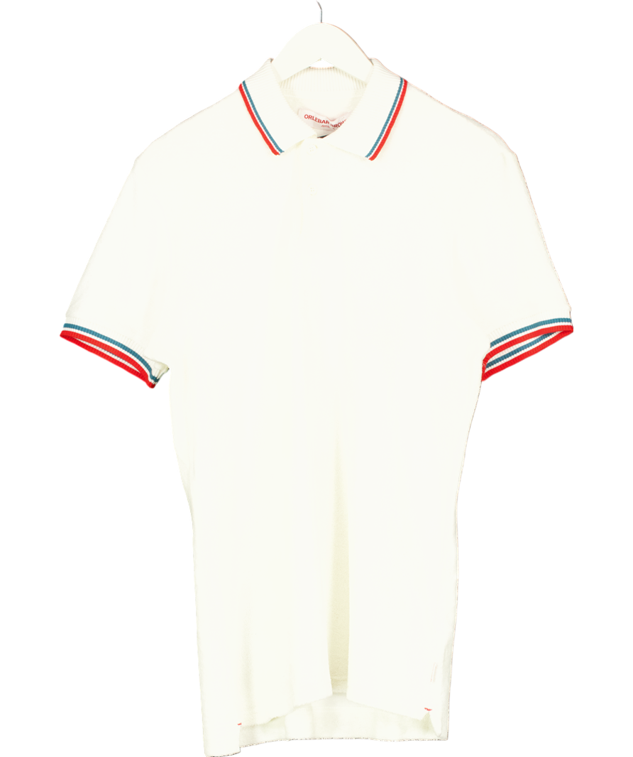 Orlebar Brown Cream Jarrett Stripe Polo Shirt UK S