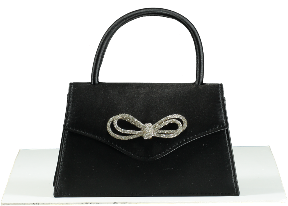 Quiz Black Embellished Bow Top Handle Handbag