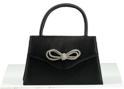 Quiz Black Embellished Bow Top Handle Handbag