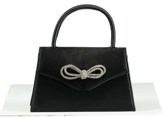 Quiz Black Embellished Bow Top Handle Handbag