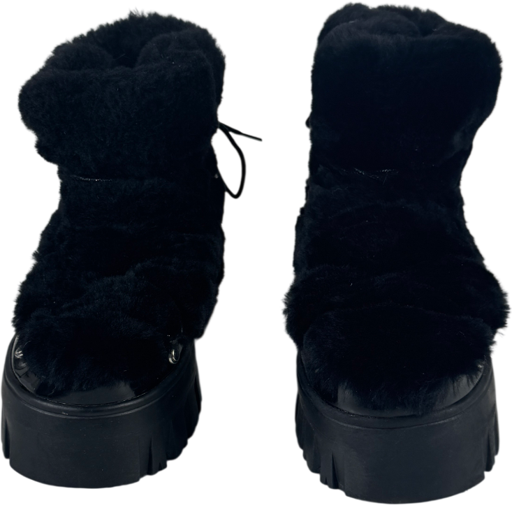 MY SUNDAY SKI Black Lug Tread Shearling Snow Boots - Short UK 6 EU 39 👠