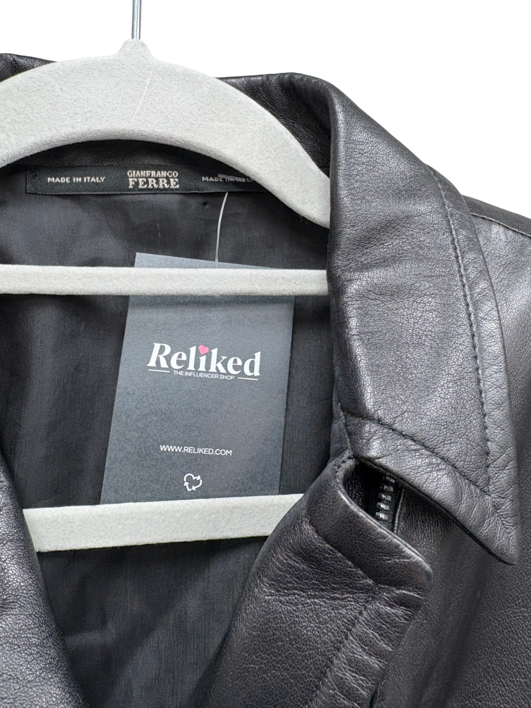 Gianfranco Ferre Black Leather Cut Out Jacket UK L