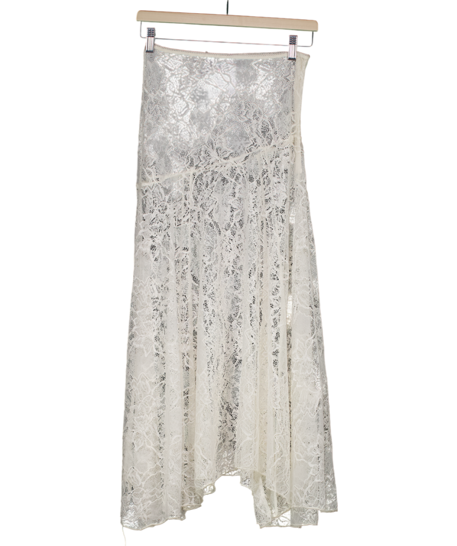 ZARA Cream Sheer Lace Midi Skirt UK S