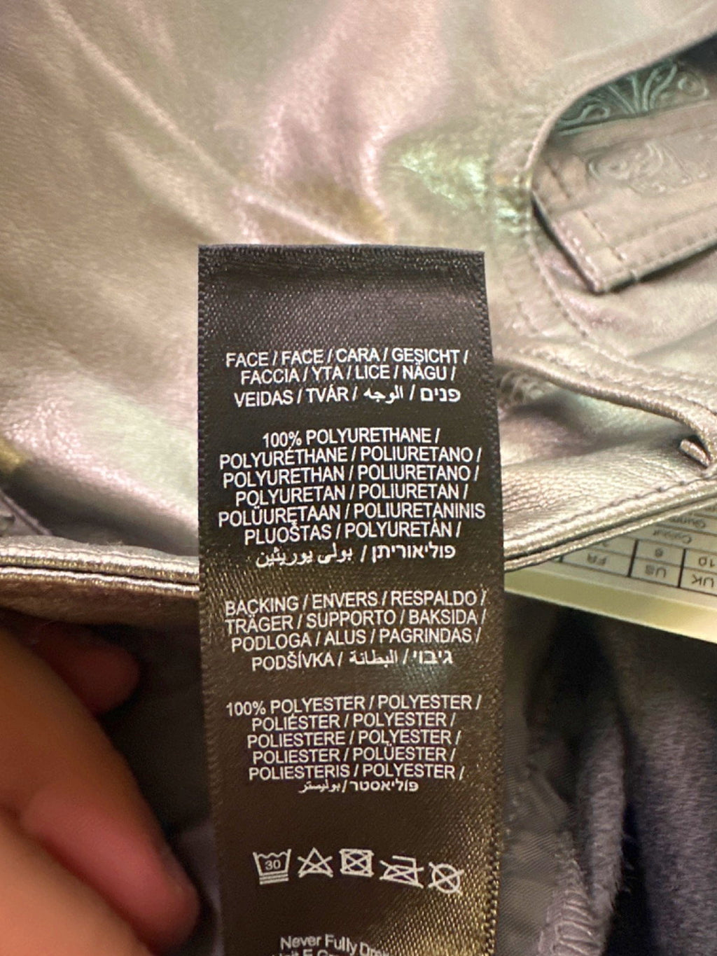 Never Fully Dressed Gunmetal Vegan Leather Trousers UK 10