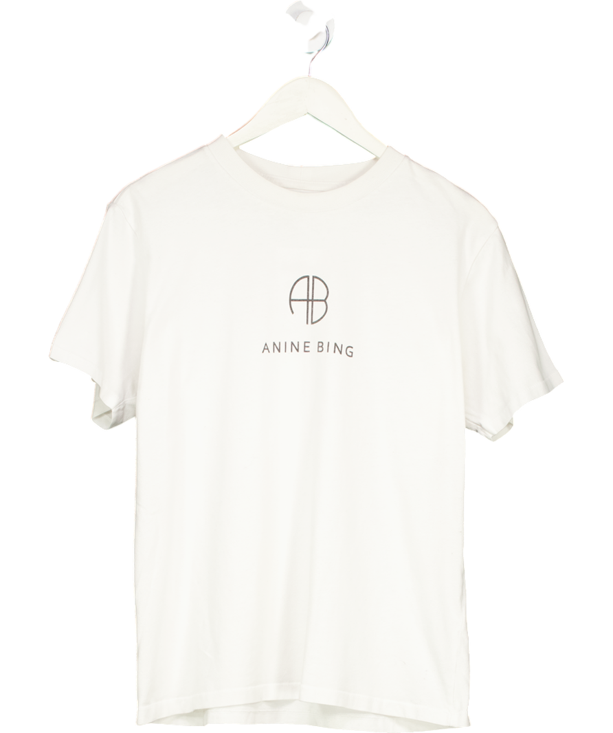 Anine Bing White Logo-print Cotton T-shirt UK S