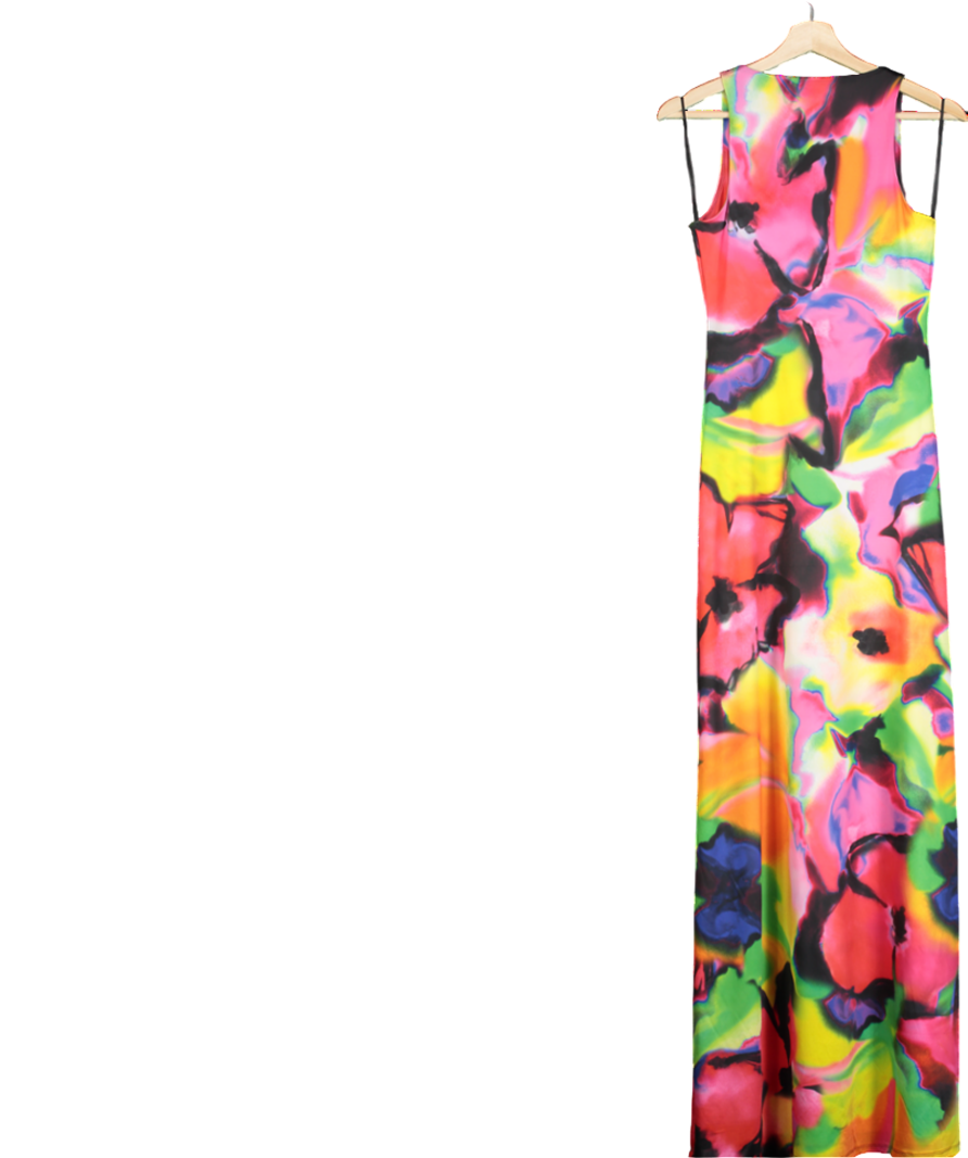 AFRM Multicoloured Sleeveless Cutout Printed Maxi Dress UK S