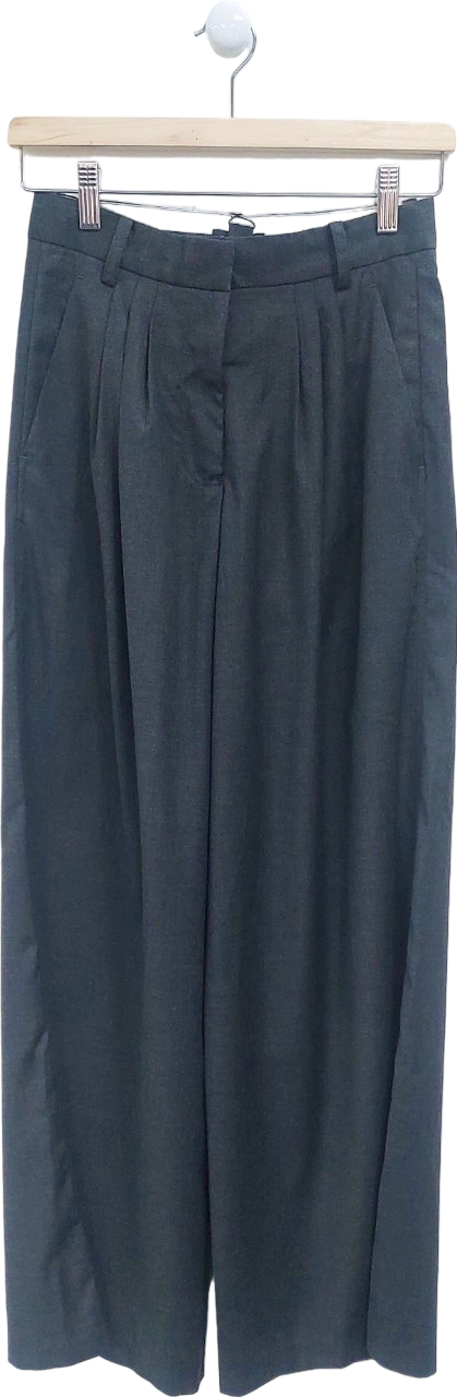 Karen Millen Dark Grey Tailored Wide Leg Darted Trousers UK 6