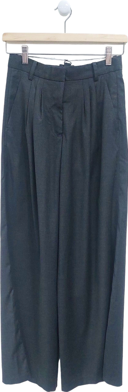 Karen Millen Dark Grey Tailored Wide Leg Darted Trousers UK 6