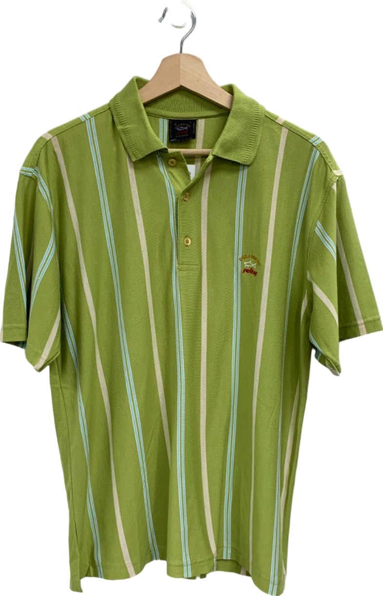 Paul & Shark Green Striped Polo Shirt UK L